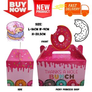Donut Party Supply Candy Boxes Cute Donut Design Paper Goodie Loot Box for Donut Theme Party