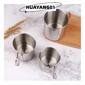 HUAYANG01 [HOT FASHION] ถ้วยสแตนเลสพับได้1ชิ้นถ้วยคาราบิเนอร์แบบพกพาถ้วยสำหรับตั้งแคมป์กลางแจ้งอุปกรณ์เสริมสำหรับการตั้งแคมป์