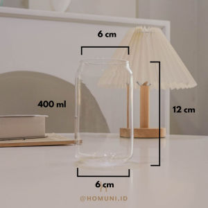Can Glass Cooler/Gelas Minum Mug Kaca Transparan/Coffee Milk Drink Aesthetic Glass/Mug Teh Kopi Susu