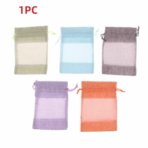 FLYING 1/10PCS Reusable Gift Drawstring Bags Washable Cotton Linen Storage Bags Organza Window Drawstring Gift Pouches For Wedding Party