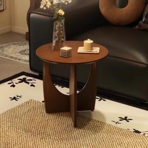 FFBH Nordic Solid Wood Round Side Table Simple Modern Small-sized Household Living Room End Tables Universal Creative Home Decoration 5B8Q6