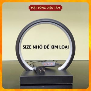 Kệ đèn Led tròn kệ gỗ hào quang chân cắm USB đặt tượng phật thác khói decor trang trí tiểu cảnh để bàn phong thủy