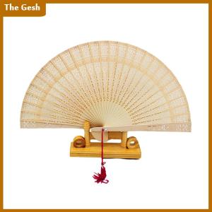 [The Gesh] พัดไม้ไผ่แกะสลักด้วยมือสำหรับงานแต่งงานแฟชั่นพัดไม้จีนโบราณพัดไม้สไตล์โบราณพัดสำหรับตกแต่งบ้าน