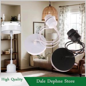 [Dale Dephne] 1 Set Nordic Half Teeth Lampshade Base Vintage E27 Hanging Lamp Holders With 0.8 1 1.2 1.5M Cable Ceiling Lamp Holder Socket