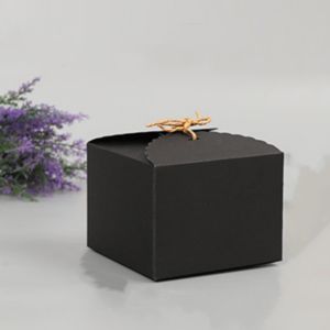 Hộp quà kraft vuông mini nắp cài thắt nơ Vintage kèm rơm lót hộp giấy kraft BEAU4