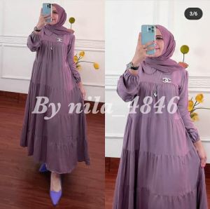 INARA Setelan Rok Plisket dan Atasan Wanita Terbaru Busui Kancing Depan Baju Muslim Set Kekinian Zavika