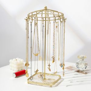 AODDO Có thể xoay Giá đỡ trang sức để bàn Tối giản Có thể tháo rời Giá đỡ lưu trữ trang sức Thời trang Bộ tổ chức vòng cổ và bông tai