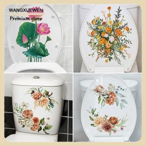 [COD] WC Stickers Toilet Plant Floral Wall Sticker For Bathroom Toilet Lid Sticker Decal Self Adhesive Mural Home Decoration