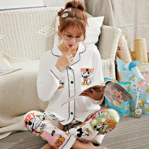 CP Mall [NEW ARRIVAL] [Ready Stock] Women Premium Quality Cartoon Printed Comfort Comfortable Sleepwear Baju Tidur Wanita Pyjamas Set with Long Pants Sleepwear Nightwear Pajamas Elegance Design Baju Tidur Rumah - S1129 (with 3 colours optional)