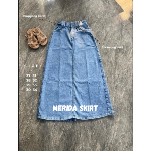 NWA - Rok Jeans Wanita Merida Skirt Pinggang Karet Kancing 2 - Real Pict - Bayar Ditempat