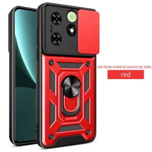 Tecno Spark 20 Pro Case For Tecno Spark 20 Pro Go 2024 20C 4G 2023 Spark20 20Pro Phone Casing Back Cover Shockproof Bumper Car Ring Stand Holder Bracket Slide Window Camera Protect Soft Edge Hard