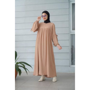 Gamis Wanita Remaja Terbaru Crinkle Lebaran Busui Harian Susun Mewah Elegan Kringkel Korean Style Kekinian Polos Hitam Putih Bahan Jatuh Adem Lembut Gamis Syari I Lengan Balon Tidak Nerawang Tebal Premium