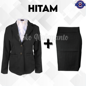 One Set Setelan Jas Blazer Rok Span Mini Pendek Wanita Stelan Jas Kerja Kantor Cewe Polos Dewasa Anak Jaket Blezer Kancing Cewek Pakaian Formal Kantoran Dasar Hitam Abu Celana Panjang Line a Rampel Jumbo Big Size Rompi Cardigan Kain Outer Perempuan Korea