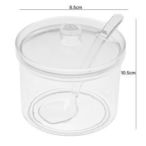 Transparent Acrylic Sugar Bowl with Spoon Anti-fall Seasoning Jar with Lid Multifunctional Kitchen Condiment Storage Container