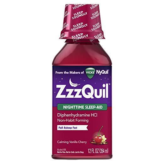 Vicks ZzzQuil Nighttime Sleep Aid Calming Vanilla Cherry Liquid 354ml ...