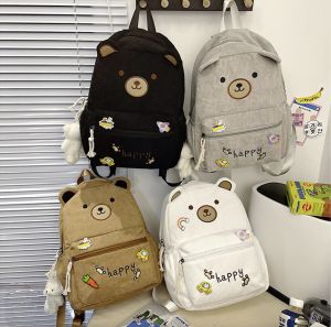 WYK104B Tas Ransel Wanita Korduroi Muka Beruang Face Bear Backpack Feather Impor TKM