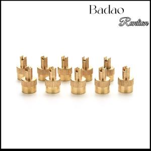 Badao 10pcs Car Chrome Metal Slotted Head Valve Stem Caps With Core Remover Tool