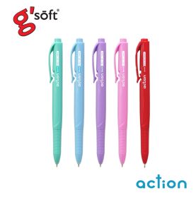 ปากกาลูกลื่น gsoft action ขนาด0.5มม.(1กล่อง) คละสี