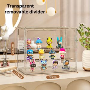 GTHome.sg Figurine storage Display transparent divider removeable with magnetic door