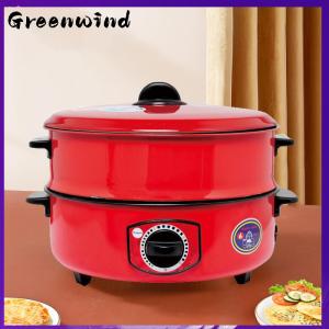 【Greenwind】 Electric Caldron Red Electric Frying Pan Steaming Boiling Stewing Multifunctional Electric Chafing Dish
