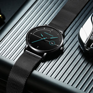 Jam Tangan Pria Sangat Tipis Hannah Martin 100% Fashion Cowok Anti Air Quartz Men Watch COD Arloji Gift Laki Tangan