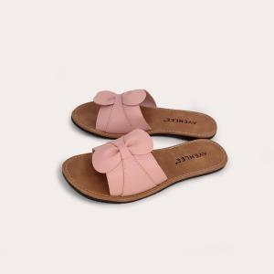 Sandal Wanita Slop Flat Sol Karet Anti Licin Motif Bunga Cantik Avenlee Orchid