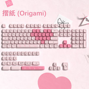 WOMIER 130+ Keys MOA Profile Pink Sakura PBT Keycaps Customs 5 Side Dye Sub Key caps for Cherry Gateron MX Switches Mechanical Keyboards