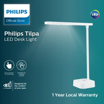 Philips Tilpa LED USB Chargeable Desk Light - touch panel for dimming & pre-set scenes w anti-glare (1 Year Warranty)
