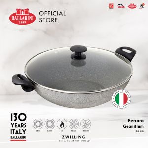 BALLARINI Ferrara Granitium Non-stick Wok with Lid 36cm - Made In Italy