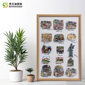 Xiuaidi Wooden Frame Magnetic Whiteboard White Magnetic Board Hanging Home Magnetic Bar Fridge Magnet Display Board Dustproof