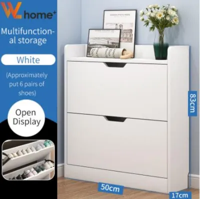 EXINHOME Wooden Shoe Rack Cabinet Wood High-Capacity Organizer With Cover Slim Shoe Storage Box