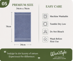 READY STOCK [Grey/Blue] Egyptian Long-Staple Cotton Towel/100% Pure Egyptian Cotton