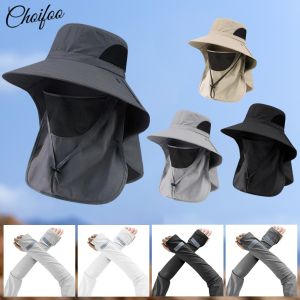 ChoiFoo หมวกหมวกชาวประมงฤดูร้อนของชาวประมง + หน้ากากแห้งเร็วหมวก ° หมวกบังแดดปีกกว้างเย็นกลางแจ้งหมวกบังแดดระบายอากาศได้ดีและหมวกบังแดดหมวกตาข่ายบังแดด