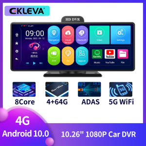 EKLEVA Android 10.0 ADAS Dash Cam 10.26" HD 1080P IPS 4G 8Core DashCam GPS WiFi FM BT Rearview Camera Video Recorder Monitor Dashboard