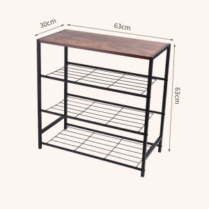 Industrial Shoe Rack Organizer 3/4/5‑Tier Rustic Wood Top Stool Metal Shoe Storage Shelf  Entryway Standing Shoe Rack for Closet Entrance Hallway