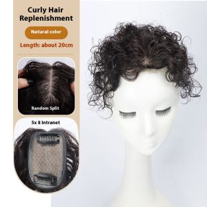 5x8-20cm 100% Human Hair Piece Black And Mocha Brown Hair Topper Hair Replacement Cover White Hair Breathable And Lightweight Wig Increase Hair Volume For Women