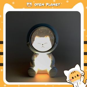 OYEN PLANET Astronaut Space Cat Night Lamp Lampu Tidur Angkasa Lepas Cute White Light Kucing Comel Birthday Gift LAMP03