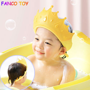 Adjustable Baby Shower Shampoo Cap Crown Shape Wash Hair Shield Bath Hat Waterproof Prevent Water Into Ear for Baby Ear Protection Safe Children Shower Head Cover