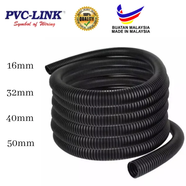 (1Coil) 16mm - 50mm Flexible Corrugated PVC Conduit, Ducting, Pipes ...