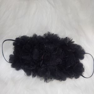 Masker Kain Hias Bunga Organsa Hitam Super Cantik dan Unik