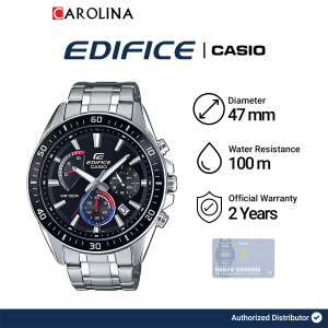 Jam Tangan Pria Casio Edifice Chronograph EFR-552D-1A3 Black Dial Silver Stainless Steel Band