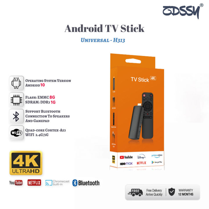 H313 Android Big TV HDR Set Top OS 4K BT5.0 WiFi 6 2.4/5.8G Android 10 Smart Sticks Android TV