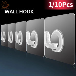 1/10Pcs Transparent Self Adhesive Wall Hook Bathroon Anti-rust Towel Wall Hangers Hooks Heavy Load Rack Hooks for Kitchen Bathroom