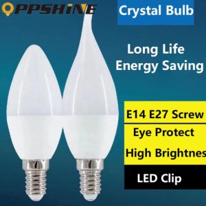 LED Candle Bulb E14 E27 Pointed Pull Tail Bubble Light Lamp 5W 9W Crystal Chandelier Suber Bight Light Bulbs