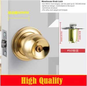Kunci Pintu Bulat Gold Cylinder Door Lock - Kunci Pintu Kamar Mandi