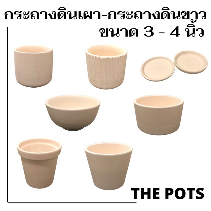 กระถางดินเผาเนื้อเนียน 3-4 นิ้ว สำหรับแคคตัสและไม้อวบน้ำ