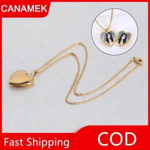 【CANAMEK】 Mặt dây chuyền mề đay trái tim tình yêu cho Nam Nữ Vòng cổ hình ảnh Khung ảnh có thể mở được