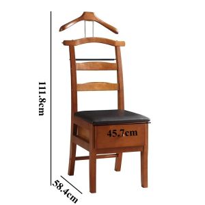 FFBH Solid Wood Coat Rack Nordic Aesthetic Art Shoe Changing Stool Creative Organizer Standing Suit Clothes Hanger Clothing Furniture 9T1N6