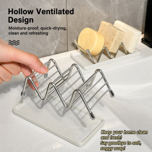 Stainless Steel Soap & Sponge Rack Multi‑Soap & Sponge Storage Holder With Drainage Tray Waterproof Rust‑Resistant Easy To Clean Dual‑Side Use For Bathroom & Kitchen