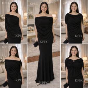 Elegant Red Chiffon One-Shoulder Maxi Dress with Draped Back for Women NN